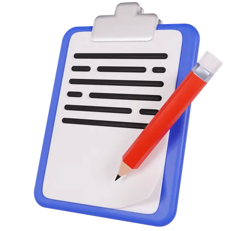 Clipboard With Pen  3D Icon