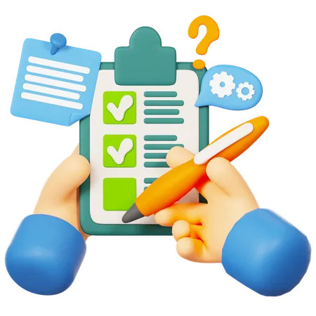 Clipboard With Pen And Bell Notification Checklist Form Report Checkbox  3D Icon