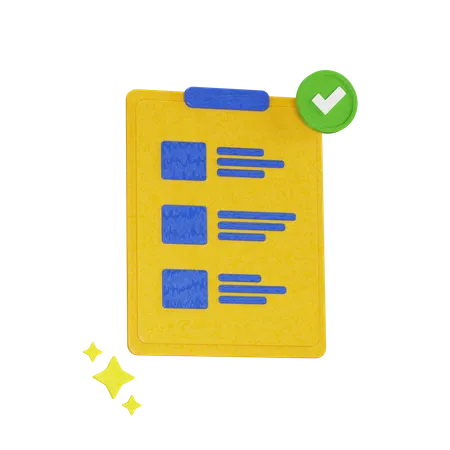 Clipboard With Test Check  3D Icon