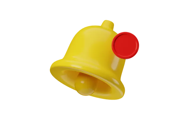 Cloche de notification avec nouveau message rouge  3D Illustration