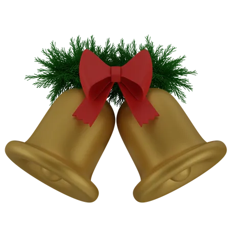 Cloches avec des brindilles d'arbre de Noël  3D Icon