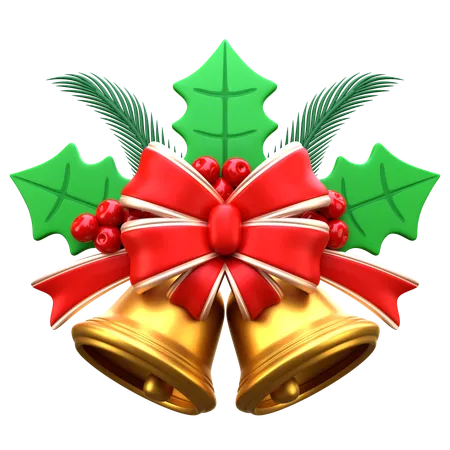 Cloches de Noël avec du gui  3D Icon