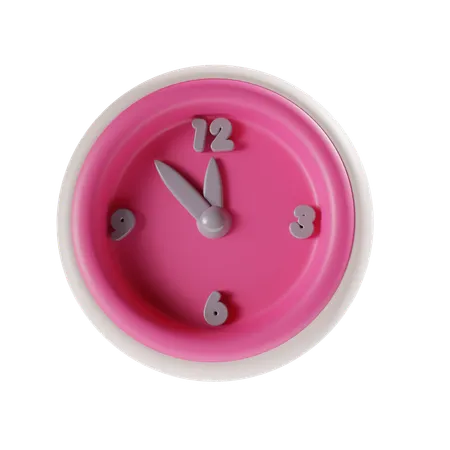 Clock New Year Pink 3D Icon