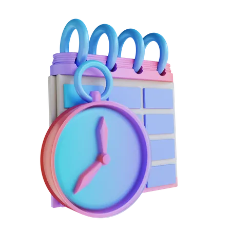 3 D Illustration Colorful Schedule Clock And Calendar 3D Illustration