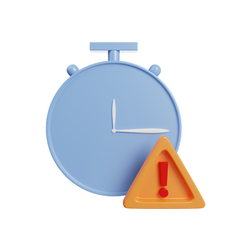 Clock And Exclamation Mark  3D Illustration