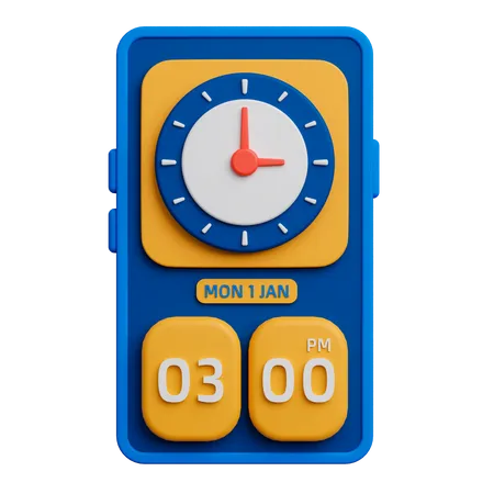 Clock Application On Smartphone 3D Icon