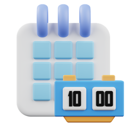 Clock Calendar  3D Icon