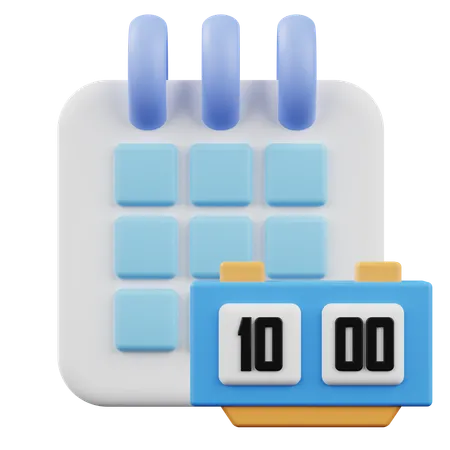 Clock Calendar  3D Icon