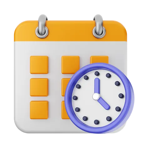 Clock Calendar  3D Icon