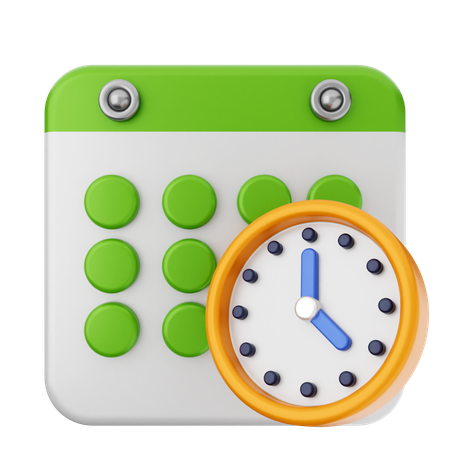 Clock Calendar  3D Icon