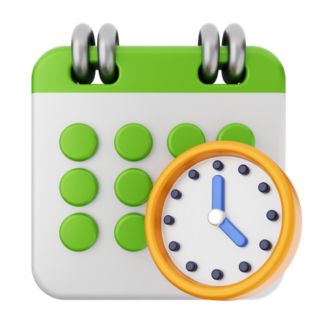 Clock Calendar  3D Icon