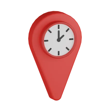 Red Clock Map Mark 3D Icon