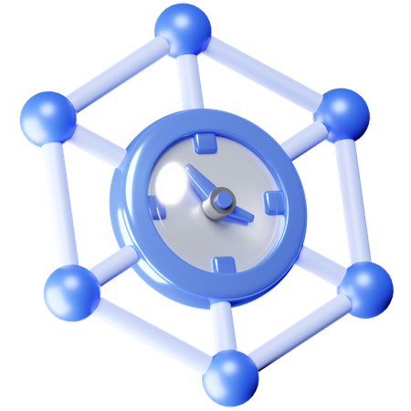 Clock Network  3D Icon