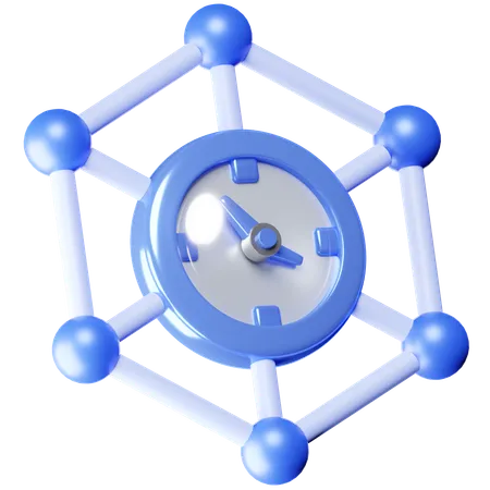 Clock Network  3D Icon