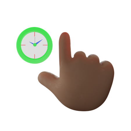 Clock Touch Hand Gesture  3D Illustration