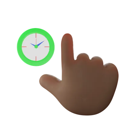 Clock Touch Hand Gesture  3D Illustration