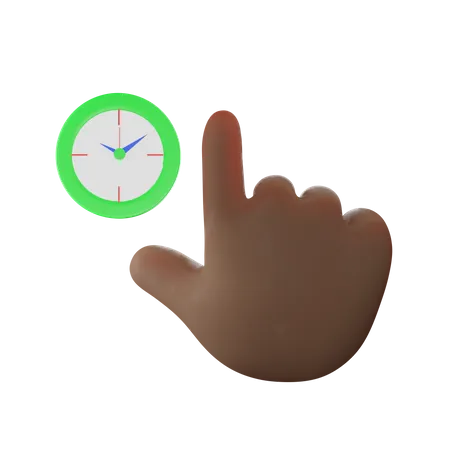 Clock Touch Hand Gesture 3D Illustration