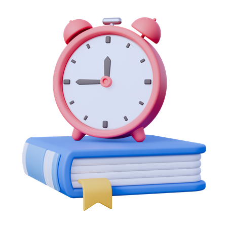 Clock with Book  3D Icon