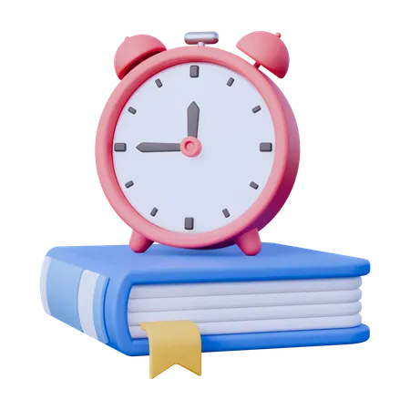 Clock with Book  3D Icon