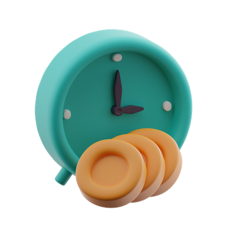 Clock with coins  3D Icon
