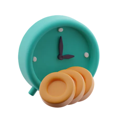 Clock with coins  3D Icon