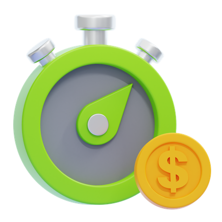 Clock with Dollar Sign  3D Icon