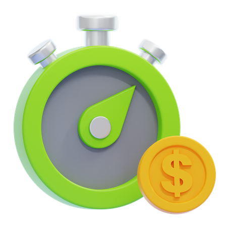 Clock with Dollar Sign  3D Icon