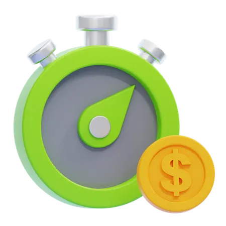 Clock with Dollar Sign  3D Icon