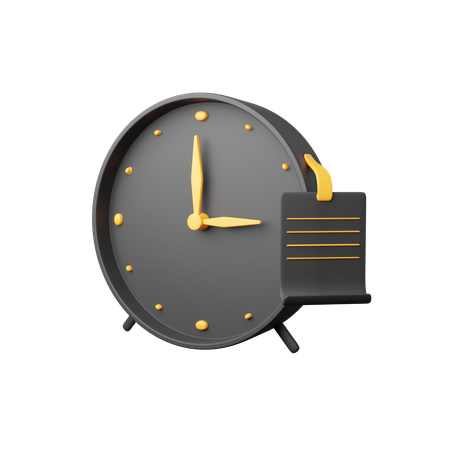 Clock with note  3D Icon
