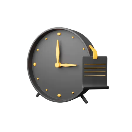 Clock with note  3D Icon