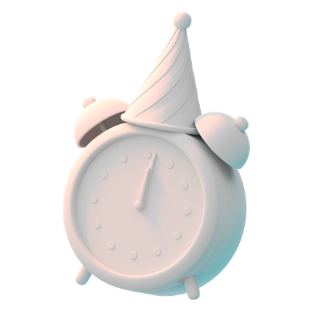 Clock with Party Hat  3D Icon