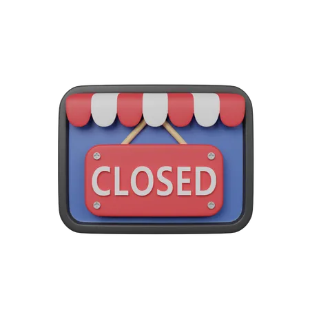 Closed Online Store Notice Board On Screen Shop 3 D Render Icon 3D Icon
