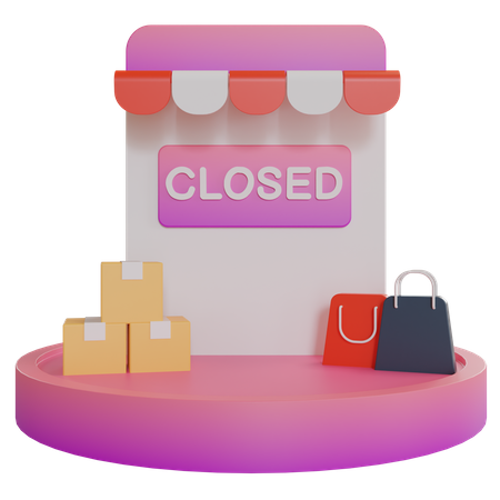 Closed Shop  3D Illustration