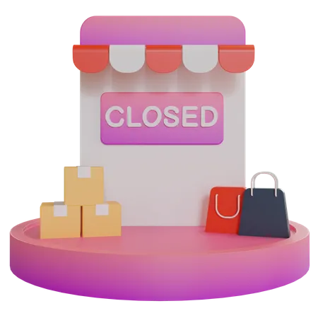 Closed Shop  3D Illustration
