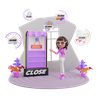 closed online store 3d logo