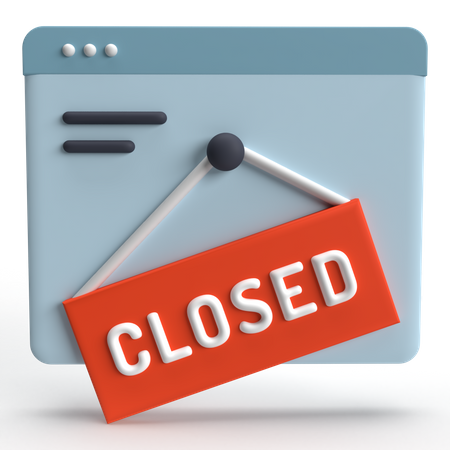 Closed Shopping Website  3D Icon