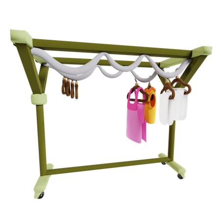 Clothesline Rack Laundry  3D Icon