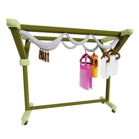 Clothesline Rack Laundry  3D Icon