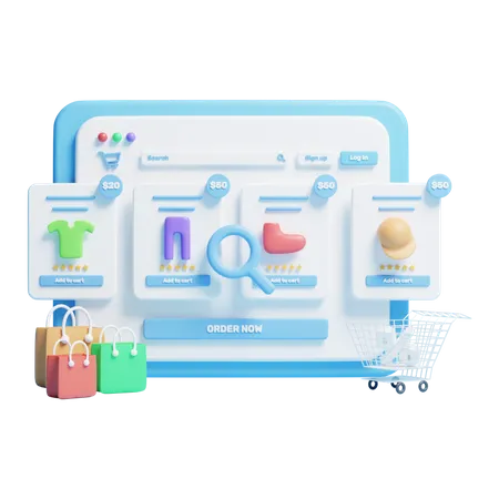 Ecommerce Website User Dashboard Icon Illustration Or Online Shop Website Dashboard Illustration 3D Icon