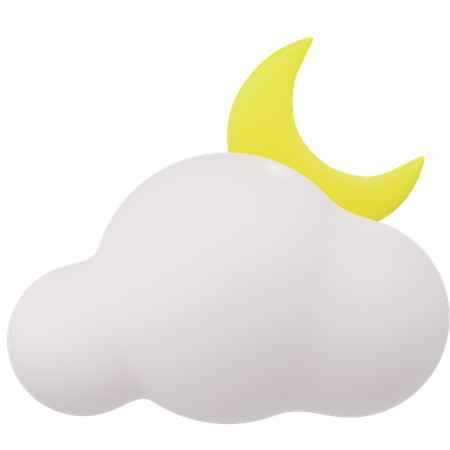 Cloud and Moon  3D Icon