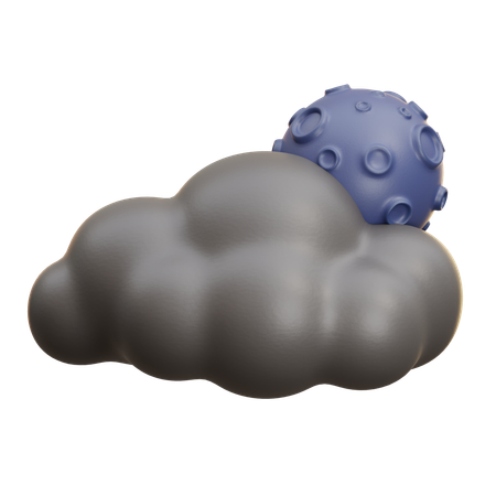 雲と月  3D Icon