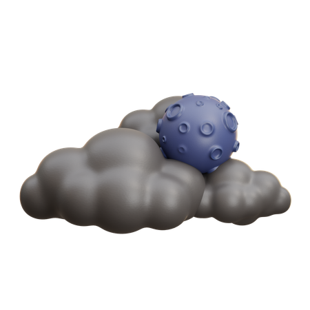 雲と月  3D Icon