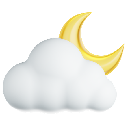 雲と月  3D Icon