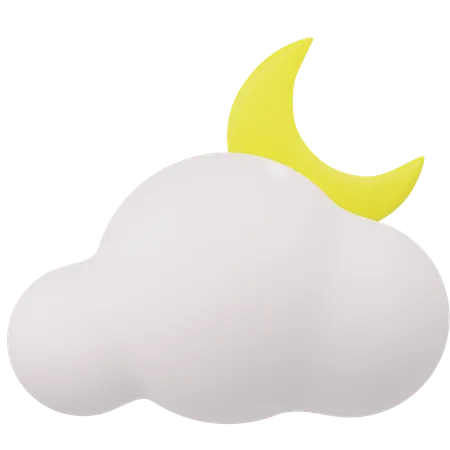 Cloud and Moon  3D Icon