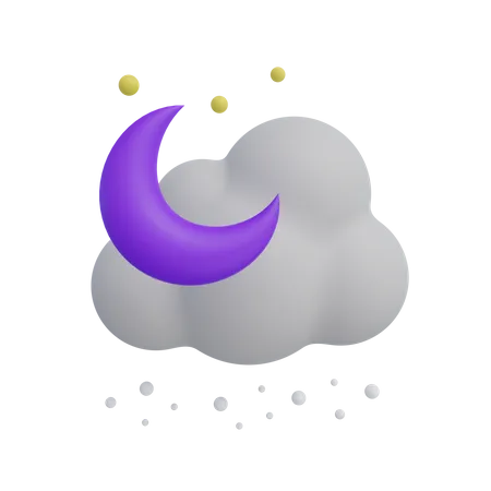 Cloud and Moon  3D Icon