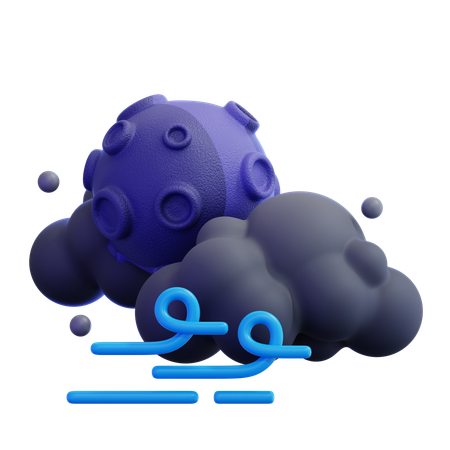 Cloud And Moon  3D Icon