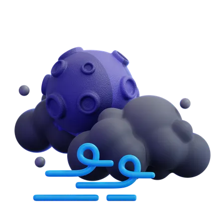 Cloud And Moon  3D Icon