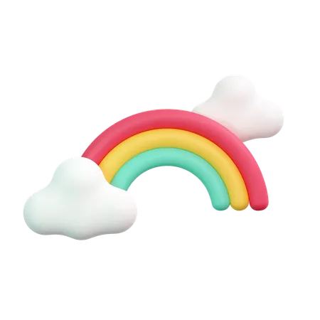 Cloud and rainbow  3D Icon