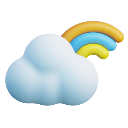 Cloud And Rainbow  3D Icon