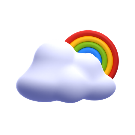 Cloud And Rainbow  3D Icon